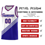 Custom White Royal Blue Red Diagonal Stripes Color Block Sets Basketball Jersey | BuyFootballJersey