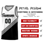 Custom White Black Diagonal Stripes Color Block Sets Basketball Jersey | BuyFootballJersey