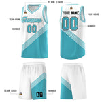 Custom White Sky Blue Diagonal Stripes Color Block Sets Basketball Jersey | BuyFootballJersey