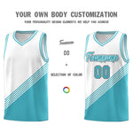 Custom White Sky Blue Diagonal Stripes Color Block Sets Basketball Jersey | BuyFootballJersey