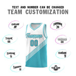 Custom White Sky Blue Diagonal Stripes Color Block Sets Basketball Jersey | BuyFootballJersey