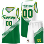 Custom White Kelly Green Gold Diagonal Stripes Color Block Sets Basketball Jersey | BuyFootballJersey