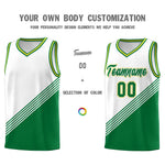 Custom White Kelly Green Gold Diagonal Stripes Color Block Sets Basketball Jersey | BuyFootballJersey