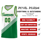 Custom White Kelly Green Gold Diagonal Stripes Color Block Sets Basketball Jersey | BuyFootballJersey