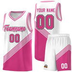 Custom White Pink Diagonal Stripes Color Block Sets Basketball Jersey | BuyFootballJersey