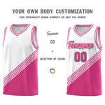 Custom White Pink Diagonal Stripes Color Block Sets Basketball Jersey | BuyFootballJersey