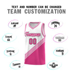 Custom White Pink Diagonal Stripes Color Block Sets Basketball Jersey | BuyFootballJersey