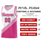 Custom White Pink Diagonal Stripes Color Block Sets Basketball Jersey | BuyFootballJersey