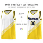 Custom White Gold Navy Diagonal Stripes Color Block Sets Basketball Jersey | BuyFootballJersey