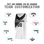 Custom White Black Gray Diagonal Stripes Color Block Sets Basketball Jersey | BuyFootballJersey