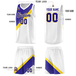 Custom White Royal Diagonal Stripes Color Block Sets Basketball Jersey | BuyFootballJersey