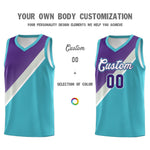 Custom Sky Blue Purple Gray Diagonal Stripes Color Block Sets Basketball Jersey | BuyFootballJersey