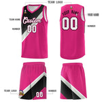 Custom Sky Blue Black Gray Diagonal Stripes Color Block Sets Basketball Jersey | BuyFootballJersey