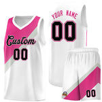 Custom White Sky Blue Gray Diagonal Stripes Color Block Sets Basketball Jersey | BuyFootballJersey