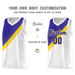 Custom White Royal Diagonal Stripes Color Block Sets Basketball Jersey | BuyFootballJersey