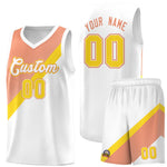 Custom White Light Orange Diagonal Stripes Color Block Sets Basketball Jersey | BuyFootballJersey