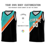 Custom Aqua Orange Black Diagonal Stripes Color Block Sets Basketball Jersey | BuyFootballJersey