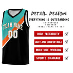 Custom Aqua Orange Black Diagonal Stripes Color Block Sets Basketball Jersey | BuyFootballJersey