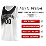 Custom White Black Gray Diagonal Stripes Color Block Sets Basketball Jersey | BuyFootballJersey