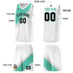 Custom White Bright Green Gray Diagonal Stripes Color Block Sets Basketball Jersey | BuyFootballJersey