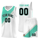 Custom White Bright Green Gray Diagonal Stripes Color Block Sets Basketball Jersey | BuyFootballJersey