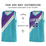 Custom Sky Blue Purple Gray Diagonal Stripes Color Block Sets Basketball Jersey | BuyFootballJersey