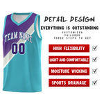 Custom Sky Blue Purple Gray Diagonal Stripes Color Block Sets Basketball Jersey | BuyFootballJersey