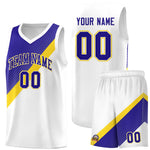 Custom White Royal Diagonal Stripes Color Block Sets Basketball Jersey | BuyFootballJersey
