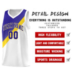 Custom White Royal Diagonal Stripes Color Block Sets Basketball Jersey | BuyFootballJersey