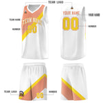 Custom White Light Orange Diagonal Stripes Color Block Sets Basketball Jersey | BuyFootballJersey