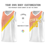 Custom White Light Orange Diagonal Stripes Color Block Sets Basketball Jersey | BuyFootballJersey