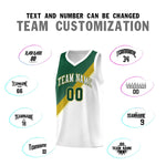 Custom White Hunter Green Old Gold Diagonal Stripes Color Block Sets Basketball Jersey | BuyFootballJersey