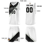 Custom White Black Gray Diagonal Stripes Color Block Sets Basketball Jersey | BuyFootballJersey