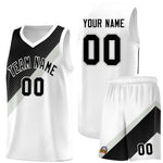 Custom White Black Gray Diagonal Stripes Color Block Sets Basketball Jersey | BuyFootballJersey