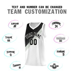 Custom White Black Gray Diagonal Stripes Color Block Sets Basketball Jersey | BuyFootballJersey