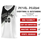 Custom White Black Gray Diagonal Stripes Color Block Sets Basketball Jersey | BuyFootballJersey