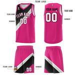 Custom Sky Blue Black Gray Diagonal Stripes Color Block Sets Basketball Jersey | BuyFootballJersey