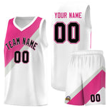Custom White Sky Blue Gray Diagonal Stripes Color Block Sets Basketball Jersey | BuyFootballJersey
