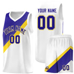 Custom White Royal Diagonal Stripes Color Block Sets Basketball Jersey | BuyFootballJersey