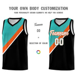 Custom Aqua Orange Black Diagonal Stripes Color Block Sets Basketball Jersey | BuyFootballJersey