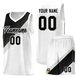 Custom White Black Gray Diagonal Stripes Color Block Sets Basketball Jersey | BuyFootballJersey