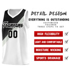 Custom White Black Gray Diagonal Stripes Color Block Sets Basketball Jersey | BuyFootballJersey