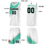 Custom White Bright Green Gray Diagonal Stripes Color Block Sets Basketball Jersey | BuyFootballJersey