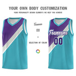 Custom Sky Blue Purple Gray Diagonal Stripes Color Block Sets Basketball Jersey | BuyFootballJersey