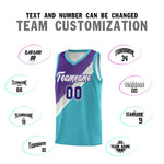 Custom Sky Blue Purple Gray Diagonal Stripes Color Block Sets Basketball Jersey | BuyFootballJersey