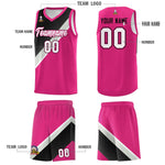 Custom Sky Blue Black Gray Diagonal Stripes Color Block Sets Basketball Jersey | BuyFootballJersey