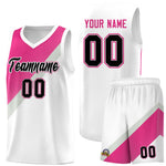 Custom White Sky Blue Gray Diagonal Stripes Color Block Sets Basketball Jersey | BuyFootballJersey