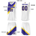 Custom White Royal Diagonal Stripes Color Block Sets Basketball Jersey | BuyFootballJersey