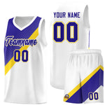 Custom White Royal Diagonal Stripes Color Block Sets Basketball Jersey | BuyFootballJersey