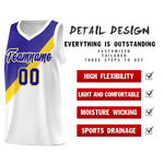 Custom White Royal Diagonal Stripes Color Block Sets Basketball Jersey | BuyFootballJersey